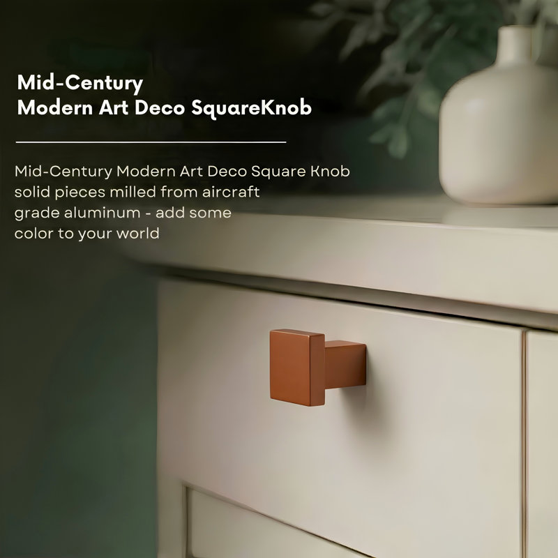 ROUS Hardware Art Deco Square Knob, Copper (Brown)