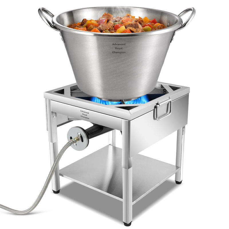 Arc Stainless Steel 41qt Mexican Cazo Para Carnitas With 200,000btu Propane Burner Foldable Legs Set, 21" Heavy Duty Outdoor Wok, Great For Carnitas, Braising, Seafood Boiling
