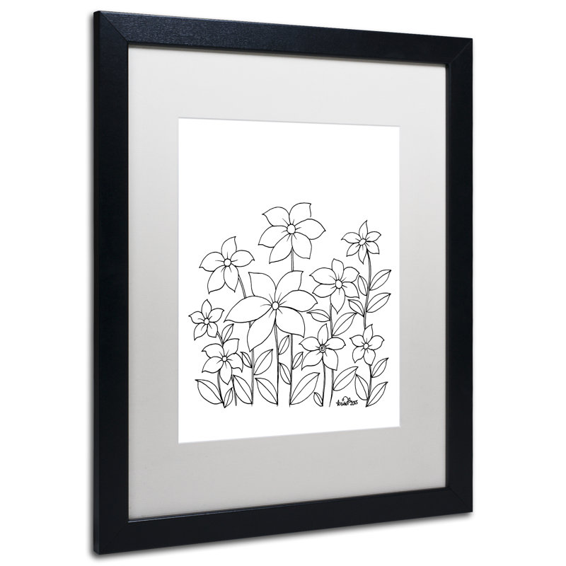 « simple fleur doodle », impression sur toile encadrée, Blanc, H 20 po x l 16 po x P 0,5 po