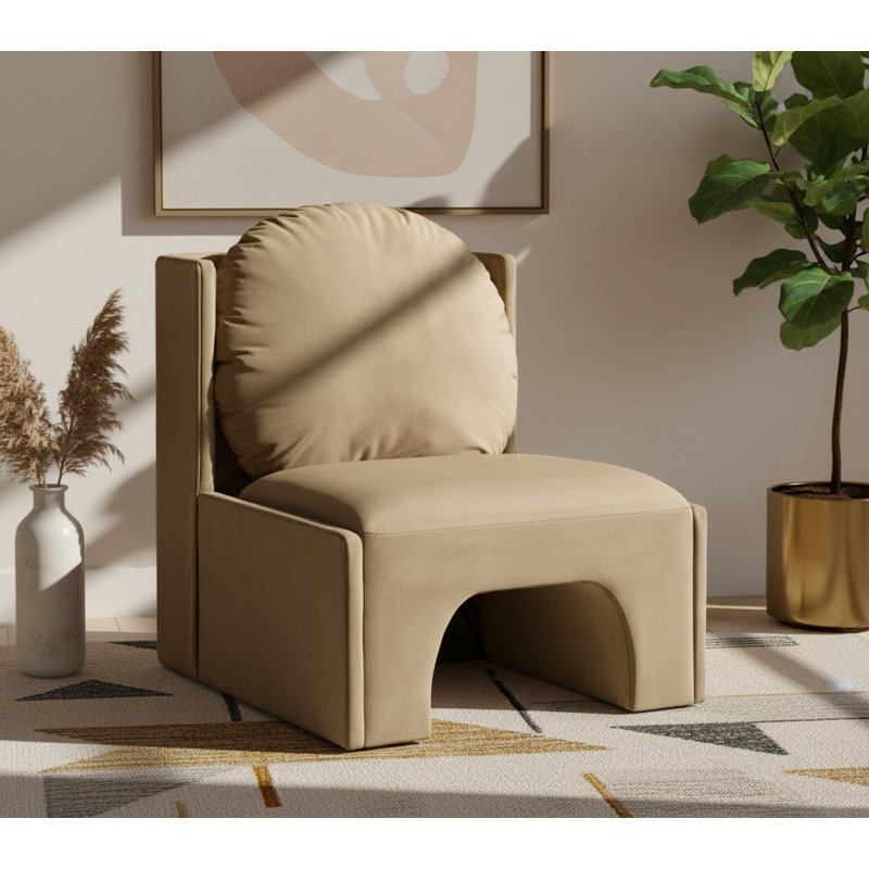 Fauteuil d'appoint en velours Castner, Velours beige