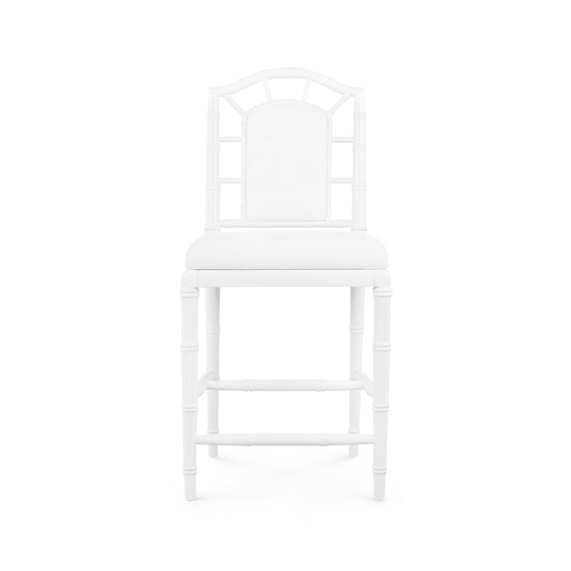 Delia Upholstered Stool with Solid Wood Frame, Vanilla
