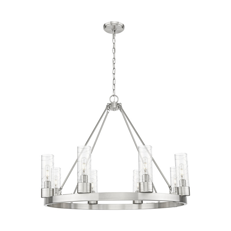 Jaiwan - Lustre 6 lumières avec abat-jour, Tourbillon déco, Nickel satiné