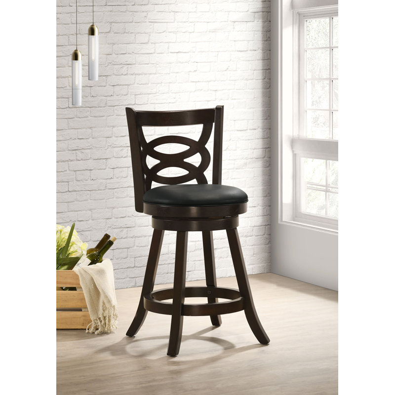 Blevice Wood Swivel Counter Stool Cappuccino, Counter Stool (24.5" Seat Height)