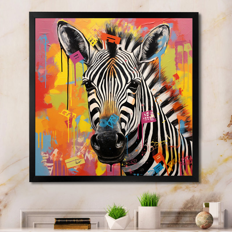 «Zebra Geometric Zebra Abstraction II», reproduction d'art sur toile, Noir, H 36 po x l 36 po x P 1,5 po