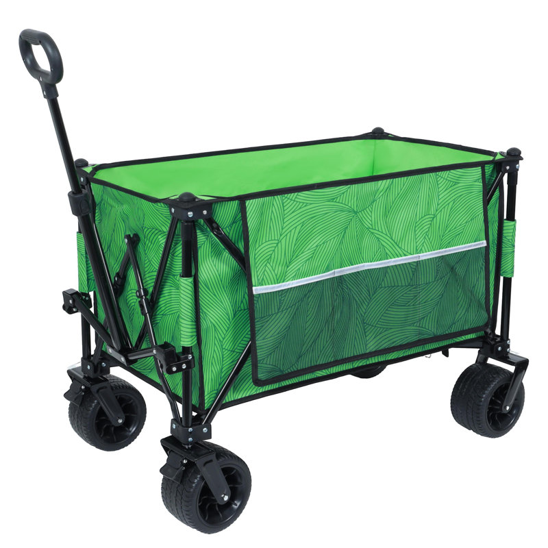 Chariot de jardin pliable avec roues robustes, Vert