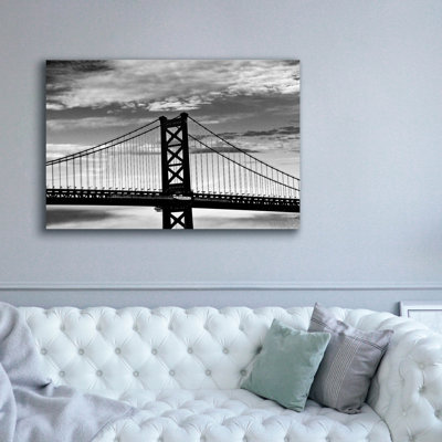 «Benjamin Franklin Bridge B & w» par Erin Clark, art mural sur toile