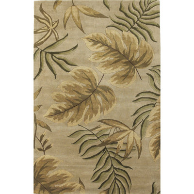 Tapis beige / brun / vert en laine tissé à la machine Spencerport