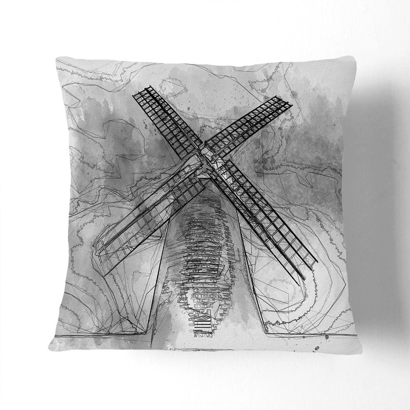 Halnaker Windmill in Chichester Cushion with Filling, 40cm H x 40cm W x 15cm D