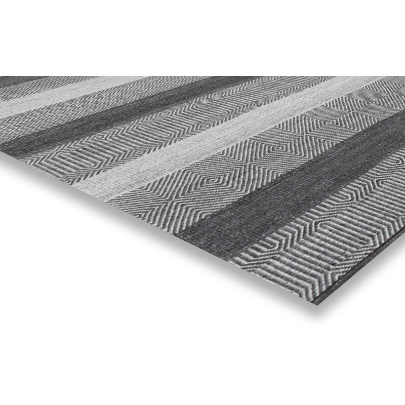 Tapis gris en laine 10 pi x 14 pi one-of-a-kind handwoven à tissage plat Purcellville