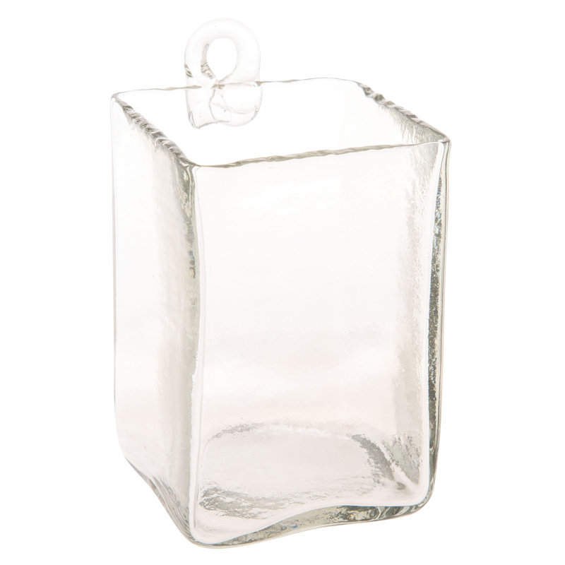 HAND BLOWN HANGING GLASS VASE (S20), Overall Height- 3.50"'