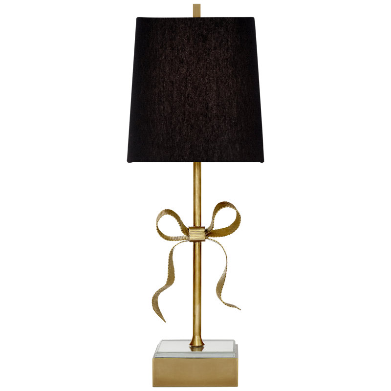 kate spade new york Ellery Gros-Grain Bow Table Lamp, Black, Soft Brass
