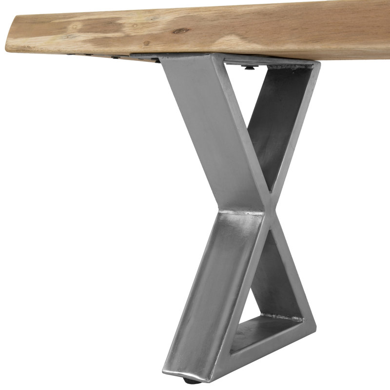 Banc de salle à manger 70 po en bois d'acacia, style maison de campagne, pieds croisés