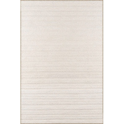 Cream Geometric Dotted Striped Decorative Machine Washable Rug
