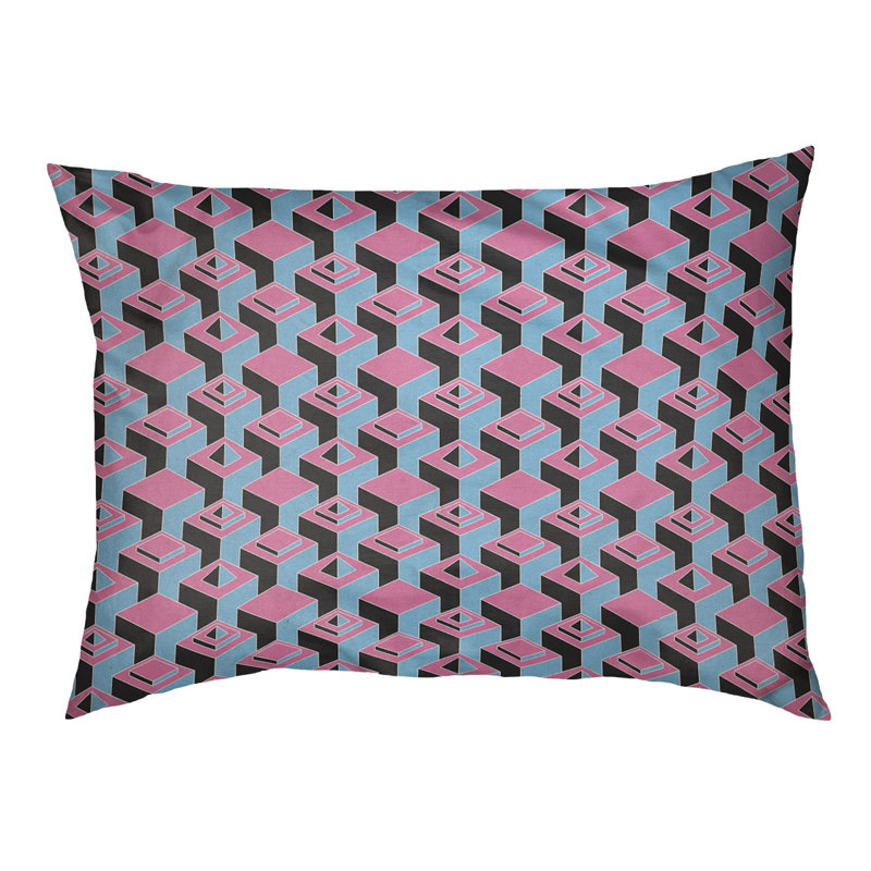 Coussin pour chien intérieur à motif skyscrapers Chen, Grand (l 50 po x P 7 po x H 40 po), Rose / bleu ciel
