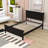 Wood Platform Bed with Panel Headboard-365901816-347240501