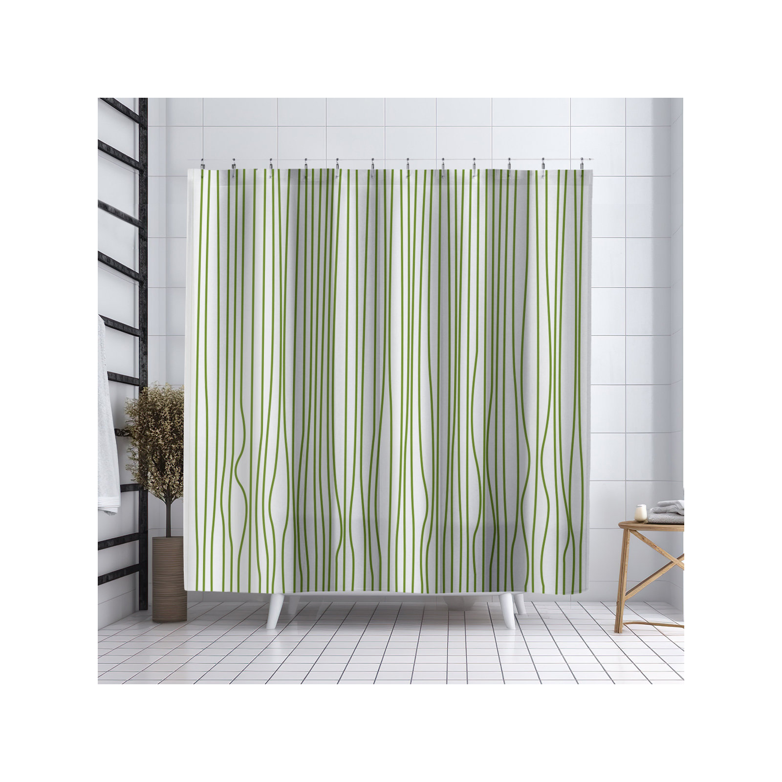 Coco Polyester Shower Curtain, Chartreuse