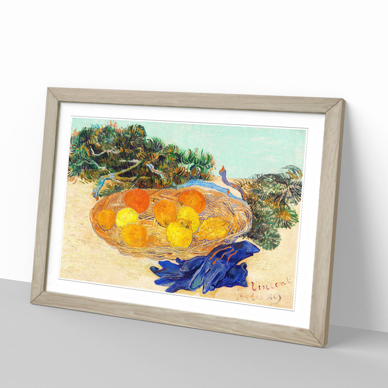 Oranges and Lemons by Vincent Van Gogh - Picture Frame Painting on MDF, 48cm H x 65cm W x 2cm D, Oak Framed