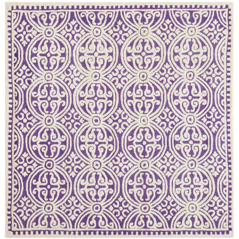 Tapis mauve en laine touffeté à la main Canace, Carré 4 pi