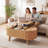 Lift Top Coffee Table with Storage, 40 Inch Modern Fluted Convertible Table with Hidden Compartments for Living Room, Natural Oak-1561644236