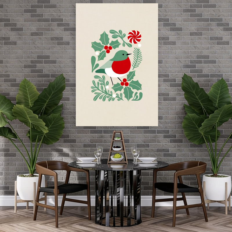1 Piece Wrapped Canvas Wall Art, 152.4cm H x 101.6cm W, Green/Red