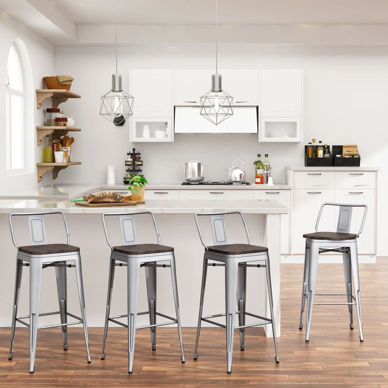 Divya Swivel Counter Stool, Brown/Silver, Counter Stool (24” Seat Height)