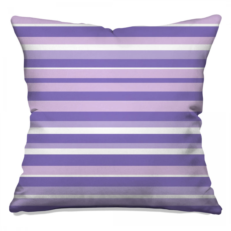 Coussin décoratif à rayures mauves, 18 po x 18 po