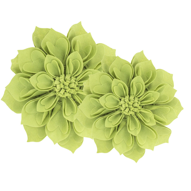 Floral Throw Pillow, 16" x 16", Lime