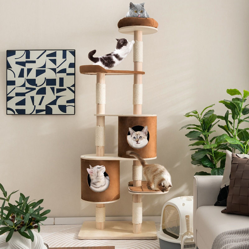 Teviston 74.67cm H Cat Tree, Brown