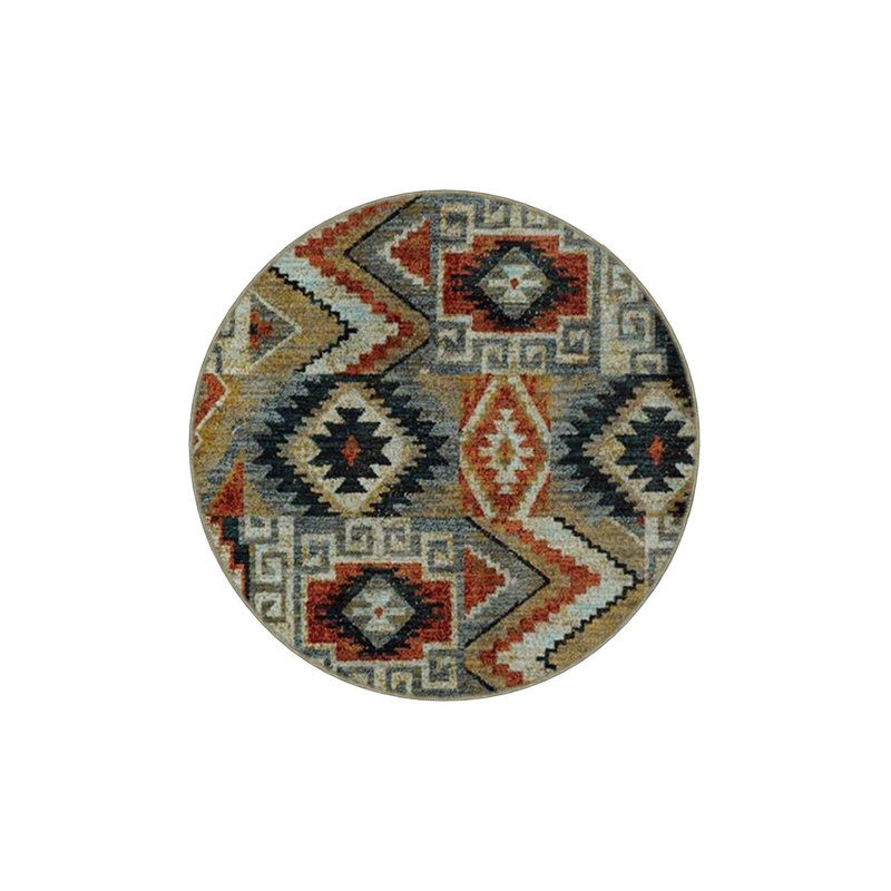 Tapis décoratif multicolore à motif traditionnel lavable à la machine, Carré 3 pi 3 po