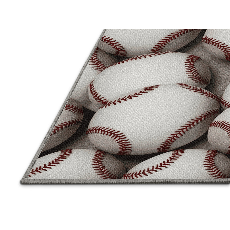  Washable Softball Sports Area Rug, Rond 3 pi