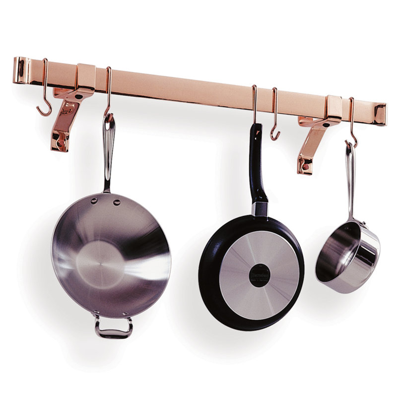 Premier Handcrafted Wall Mounted Pot Rack, 2" H x 36" W x 25" D, Stainless Steel