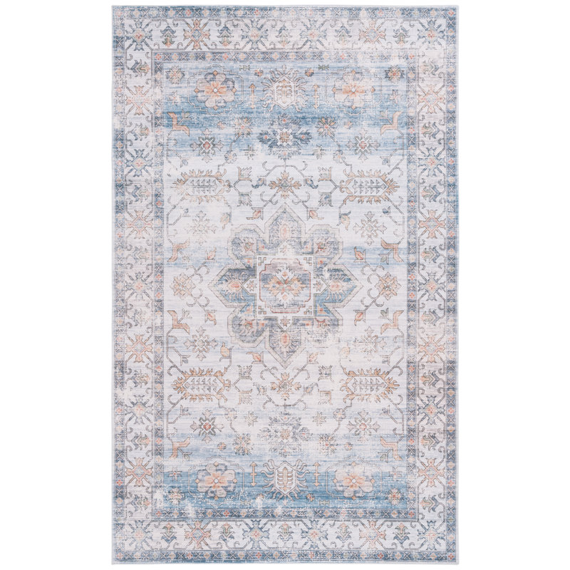 Tapis Arizona 128 bleu clair / ivoire, Carré 6 pi