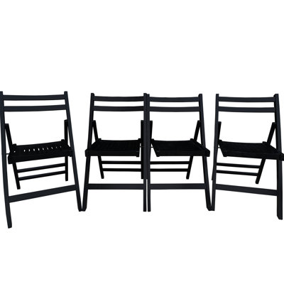 Chaises pliantes en bois massif - de 4, noir, siège à lattes confortable, convenant à diverses utilisations, pliable, chaise de 4 lb en bois avec restrictions de poids noires 4, confort d'assise, idéal pour la maison et les événements spéciaux,