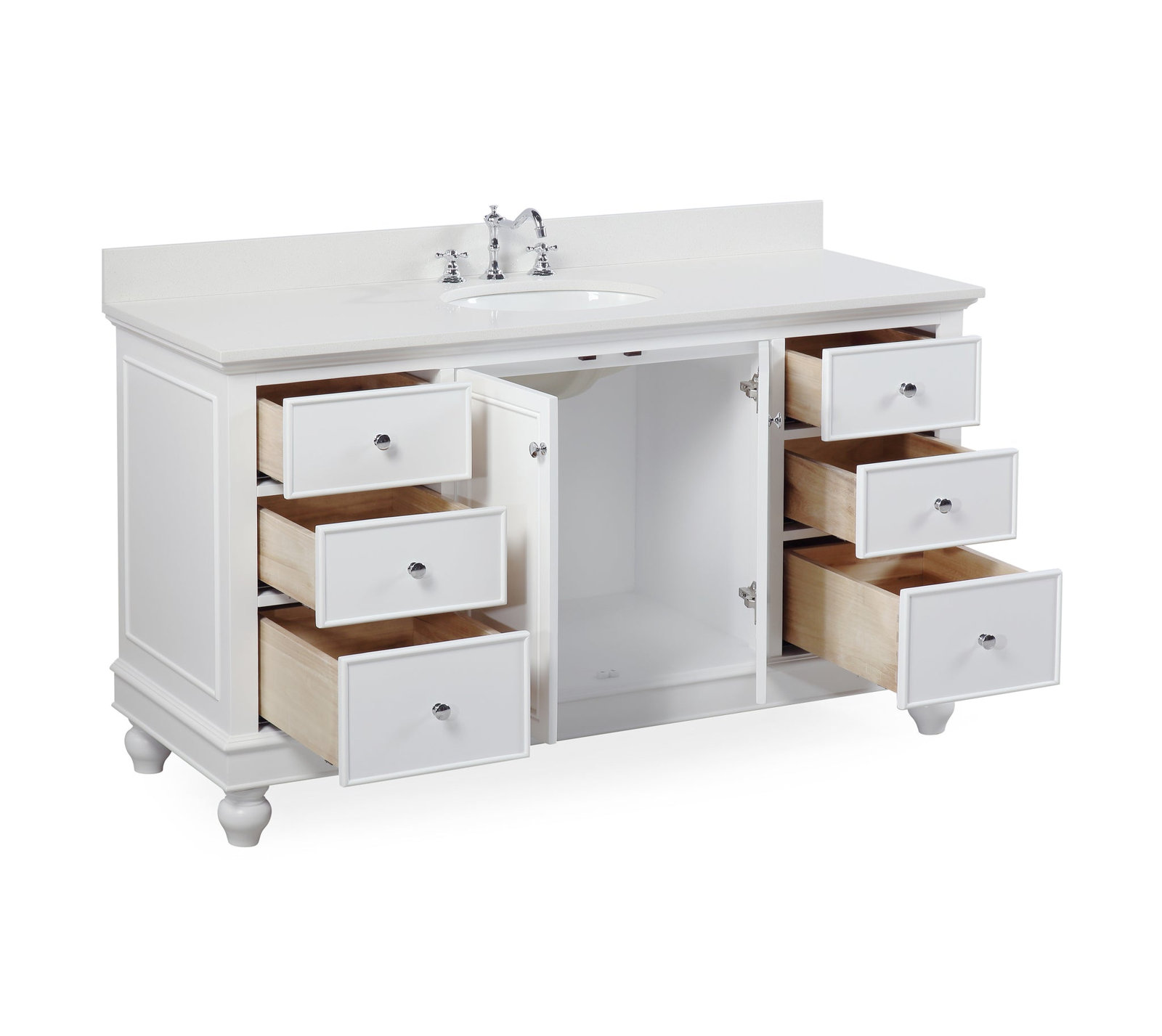 Ferdinand 60'' Single Bathroom Vanity, White, Quartz
