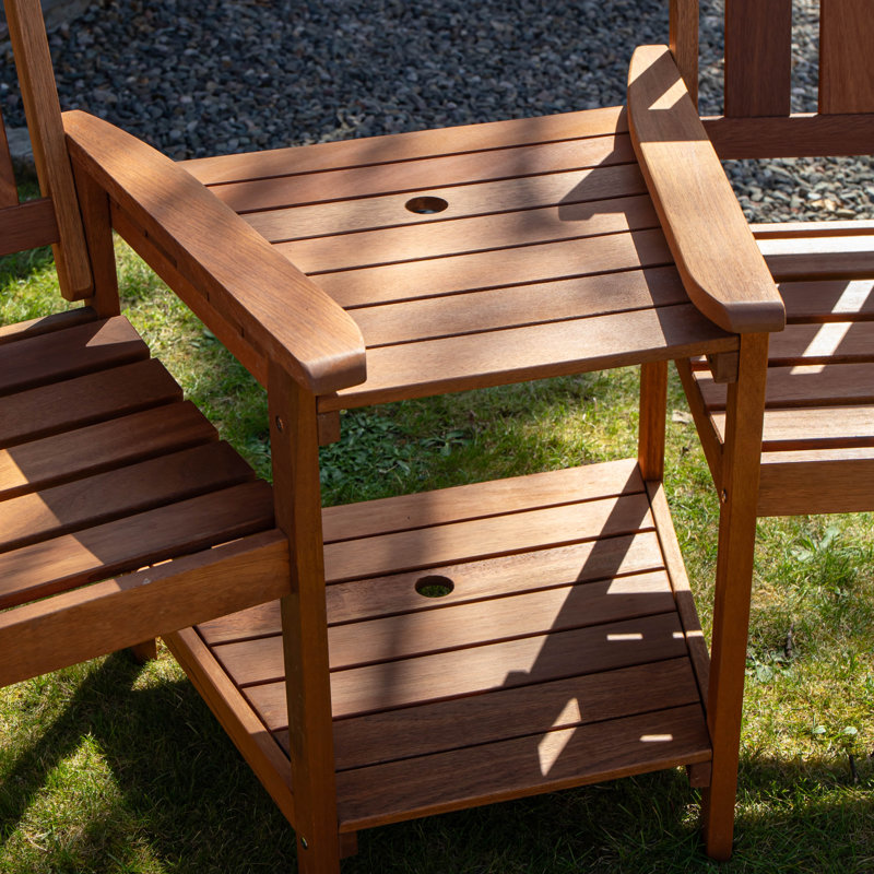 Rydal 2 Seater Wooden Love Seat & 2.7m Grey Parasol Set