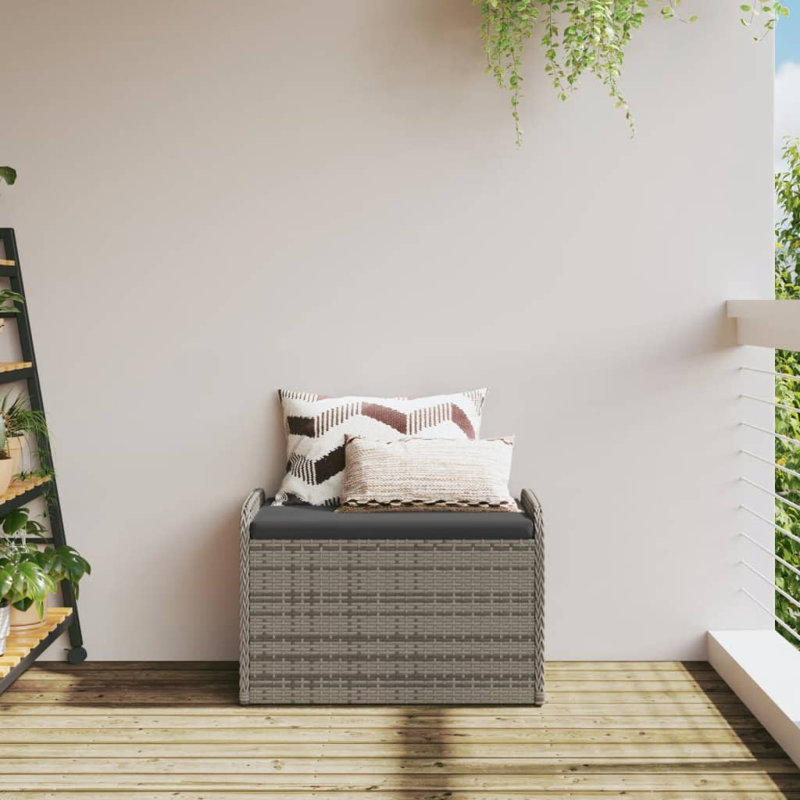 Banc de rangement gris et blanc