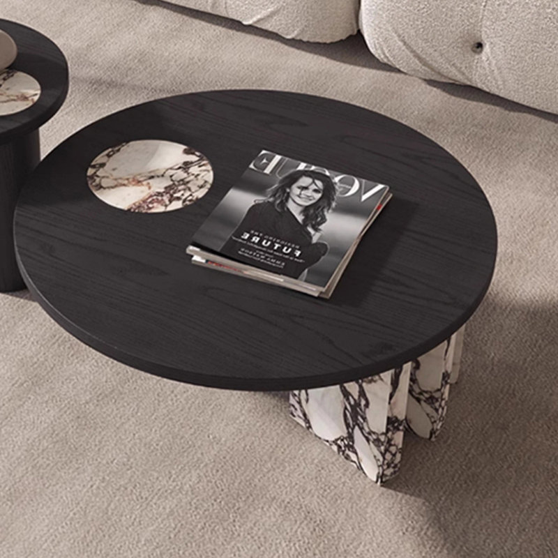 Round simple multi-functional tea table, 13.78" H x 35.43" L x 35.43" W