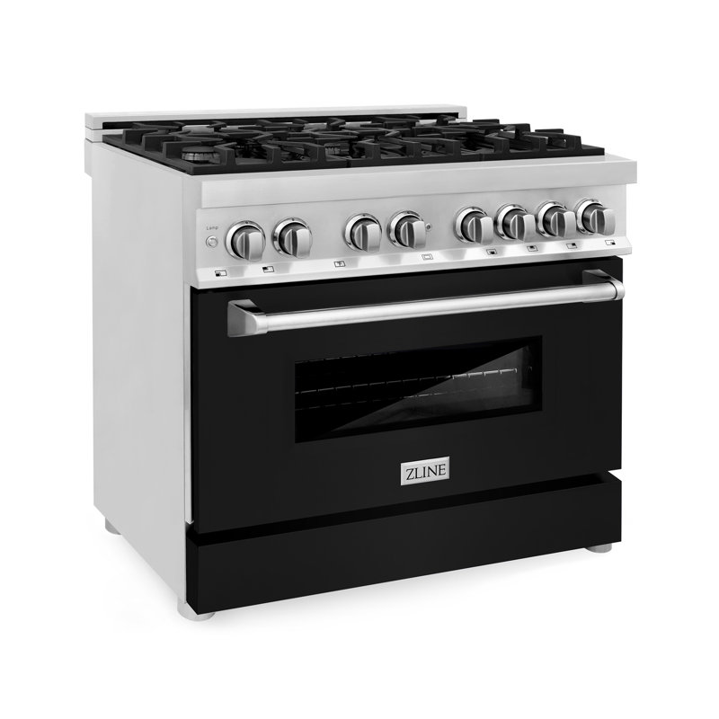 Cuisinière à carburant double Legacy avec plaque de cuisson à 6 brûleurs et four électrique avec porte de 36 po ZLINE