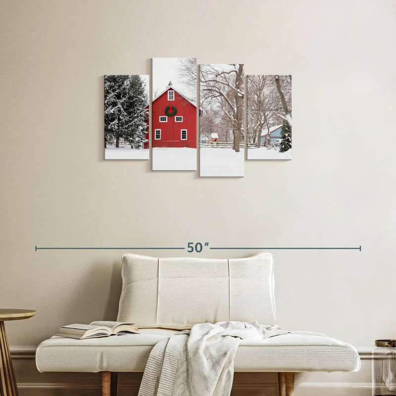 Winter Farmhouse, H 22 po x l 36 po