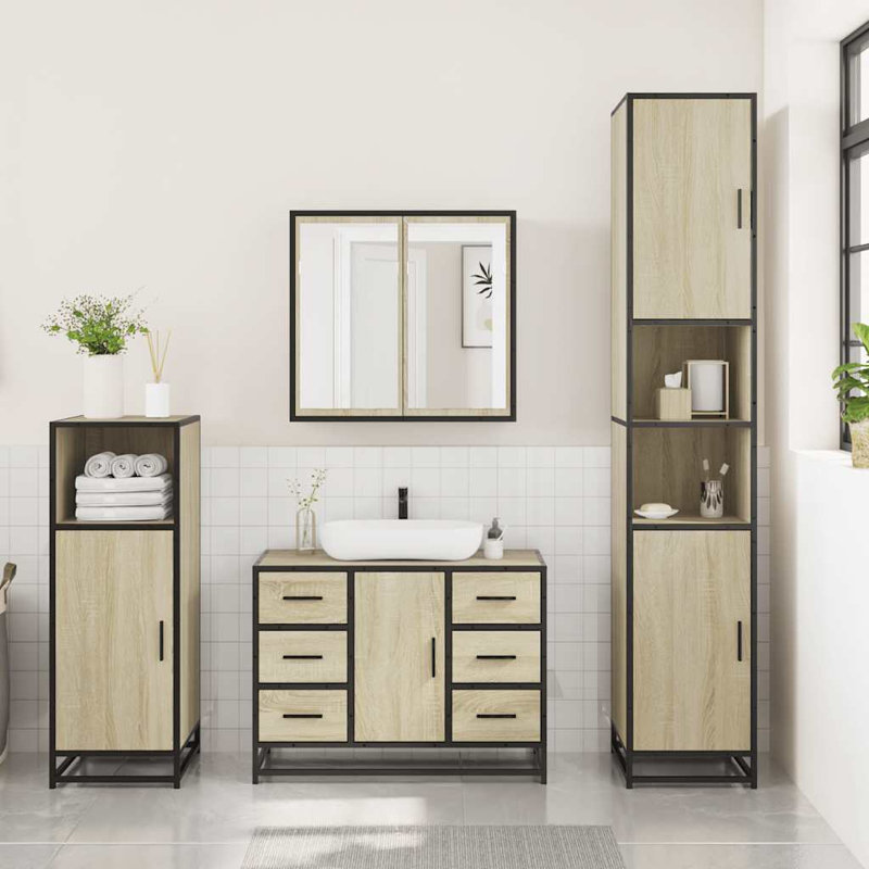 Anaely Bathroom Furniture Suite, Light Wood