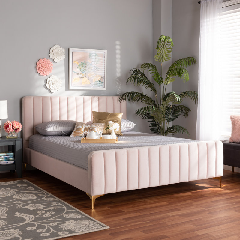 Krecic Upholstered Platform Bed, Pink, Full / Double