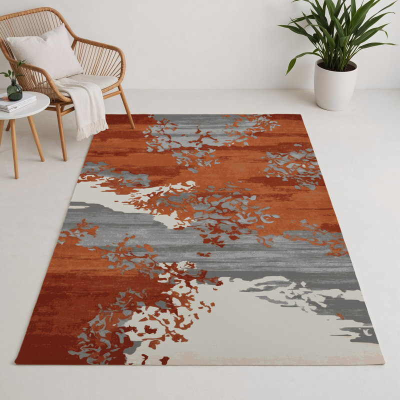 Tapis intérieur et extérieur brun Watercolor, Rectangle 9 pi x 12 pi