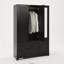 Armoire-penderie noire à 4 portes avec miroir, éclairage DEL, 2 tiroirs, tringle et étagères réglables