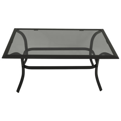Heeter Rectangular Glass Steel Outdoor Side Table and Coffee Table - 102 cm W 61 cm D