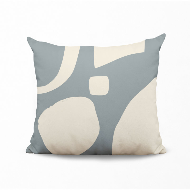 Coussin intérieur / extérieur en polyester filé Lara, Gris / Blanc cassé, 19 po x 19 po