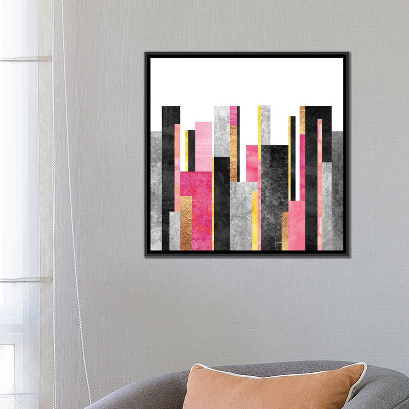 Skyline, impression sur toile tendue, H 26 po x l 26 po x P 1,5 po, Toile avec cadre noir, Pas de tapis