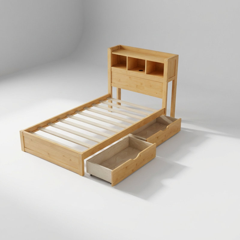Twin Size Storage Bed with Integrated Lighting and Multiple Hidden Drawers for Space-Saving Bedroom Organization, Full, White