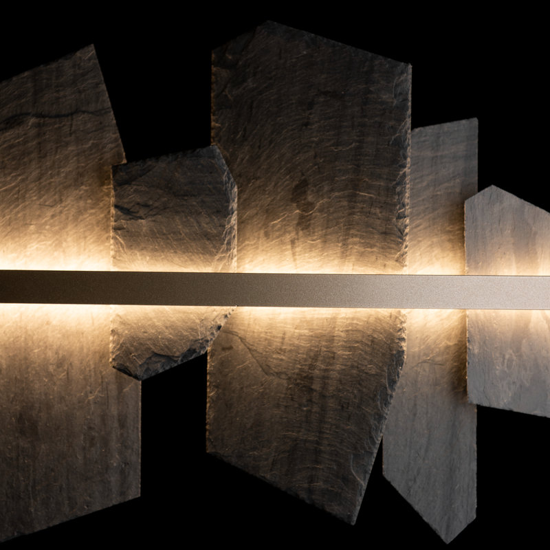 Ardesia 1 - Light Kitchen Island Linear LED Pendant with Slate Accents, Soft Gold