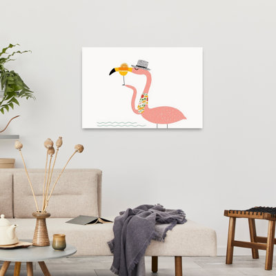 Stylish Flamingo Cocktail Whimsical Bird Flamingo Summer Tropical Wall Art Print