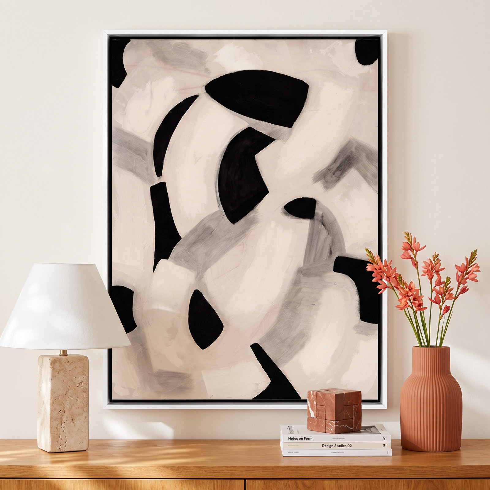 Totem Painting by Jess Engle, White Maple Framed, 32" H x 24" W